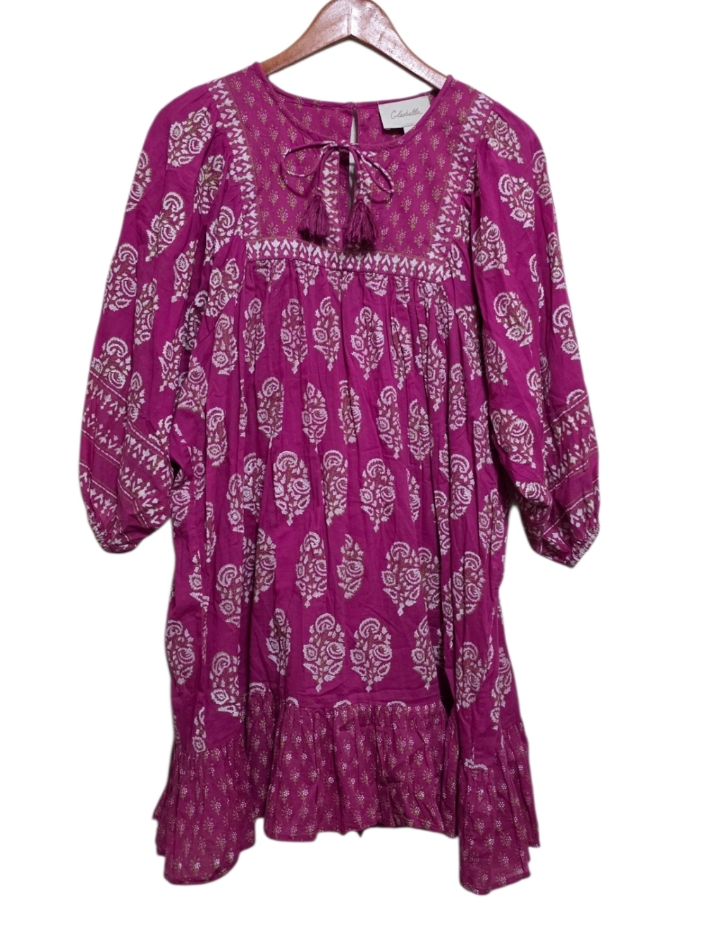 Cleobella Magdalena Mini Dress in Pink Block Print Size Large - Picture 5 of 7